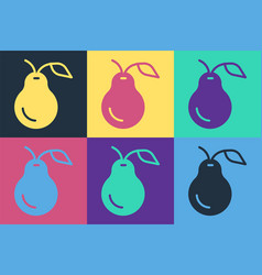 Pop Art Pear Icon Isolated On Color Background