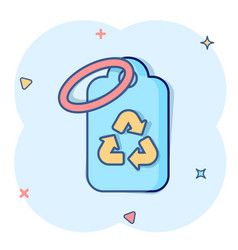 Price Tag Icon In Comic Style Bio Recycle Cartoon