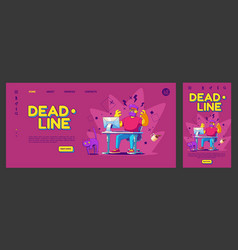 Deadline Banner With Angry Man Work On Computer