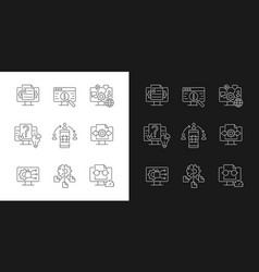 Digital Literacy Skills Linear Icons Set For Dark