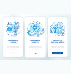 Etiquette Categories Blue Onboarding Mobile App