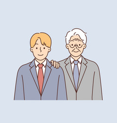 Young And Old Man In Business Suits Symbolize