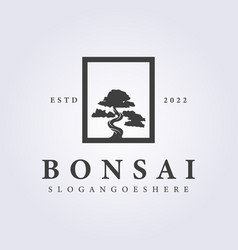 Bonsai Tree With Retro Style In Badge Logo