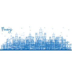 Outline Panaji India City Skyline With Blue