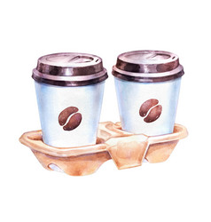 Watercolor Paper Coffee Cups In Holder