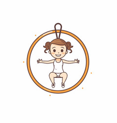 Cute Little Girl With Gymnastic Ring In Circle