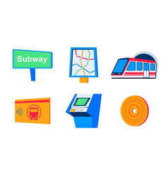 Ride In The City Subway - Flat Design Style Icons