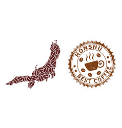 Mosaic Map Honshu Island With Coffee