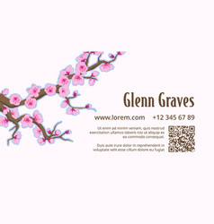 Business Card With Personal Info And Sakura Tree