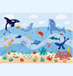 Cartoon Underwater World Scene Ocean