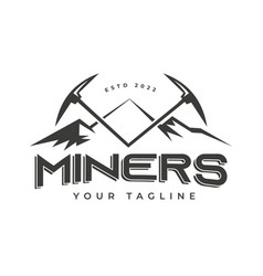 Mountain Pickaxe Simple Logo Design Vintage