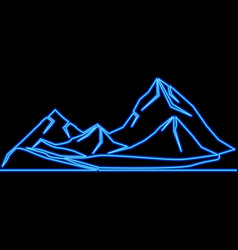 Continuous Line Drawing Mountains Neon Concept