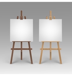 Set Of Wooden Brown Sienna Easels With Canvases