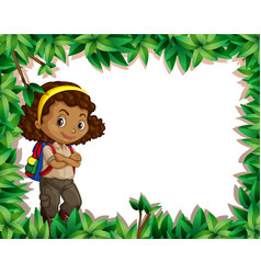 A Girl Scout On Nature Border