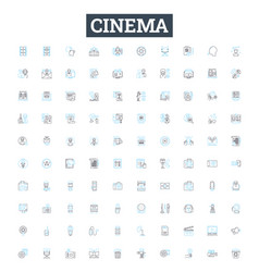 Cinema Line Icons Set Movie Theatre Film