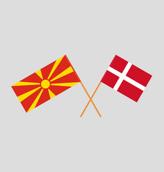 Crossed Flags Of North Macedonia And Denmark