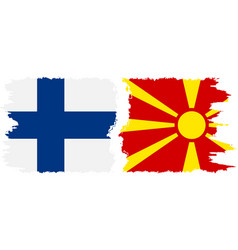 Northern Macedonia And Finland Grunge Flags