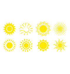 Sun Icons Symbols Of Summer Sunshine Light