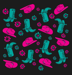 Cowgirl Element Pattern In Pink And Turquoise