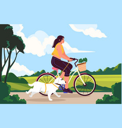 Woman Biking With Dog