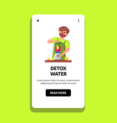 Detox Water Man Preparing In Blender Tool