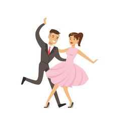 Young Couple Dancing Boogie Woogie Dance Colorful