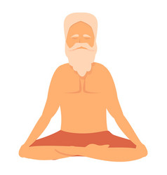 Calm Indian Man Icon Cartoon Yoga People