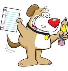 Cartoon Dog Holding A Pencil