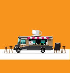 Food Truck Side View Menu Coffee Wooden Chair