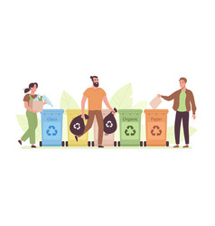 Men And A Woman Sort Waste Garbage Sorting