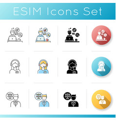 Remote Workers Icons Set Legal Services