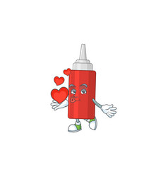 A Gorgeous Caricature Sauce Bottle With Red Hearts