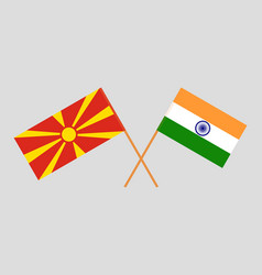 Crossed Flags Of North Macedonia And India