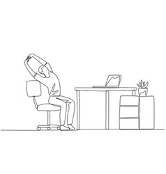 Continuous One Line Drawing Man Sitting In Work