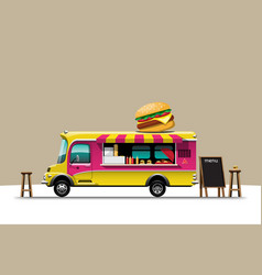 Food Truck Side View With Hamburger