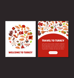 Turkey Travel Banner Design With Authentic Symbols