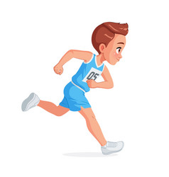 Cute Little Boy Running Track And Field Isolated