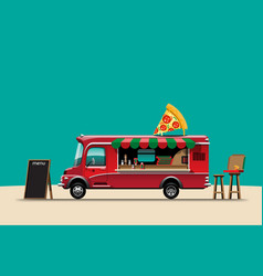 Food Truck Side View With Pizza