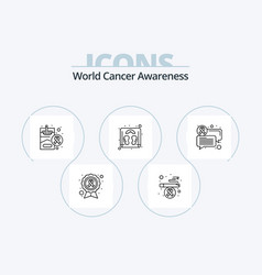 World Cancer Awareness Line Icon Pack 5 Icon