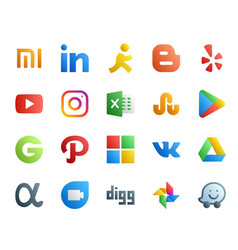 20 Social Media Icon Pack Including App Net Vk