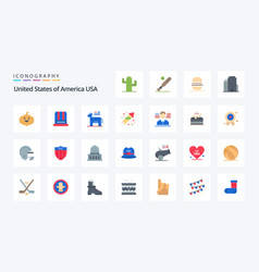 25 Usa Flat Color Icon Pack