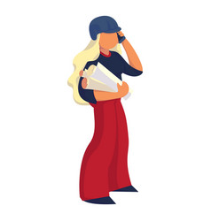 Construction Supervisor Woman Icon Cartoon Style