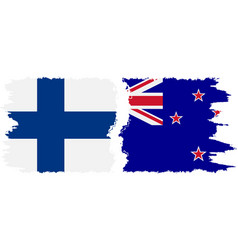 New Zealand And Finland Grunge Flags Connection