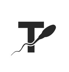 Sperm Egg Cell Logo On Letter T Template