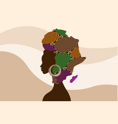 African Woman Silhouette With Turban Africa Map