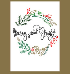 Christmas Wreath With Merry And Bright Hand