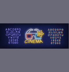 3d Cinema And Alphabet Neon Sign Set