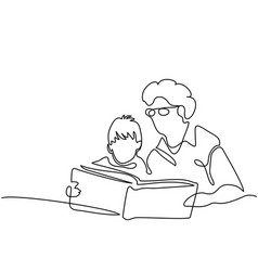 Grandmother With Grandson Reading Book