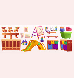 Kindergarten Interior Equipment Or Toys Items Set