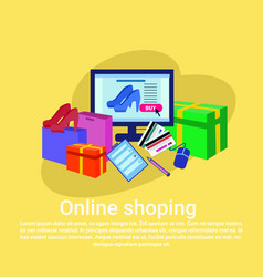 Online Shopping Baner Concept With Computer